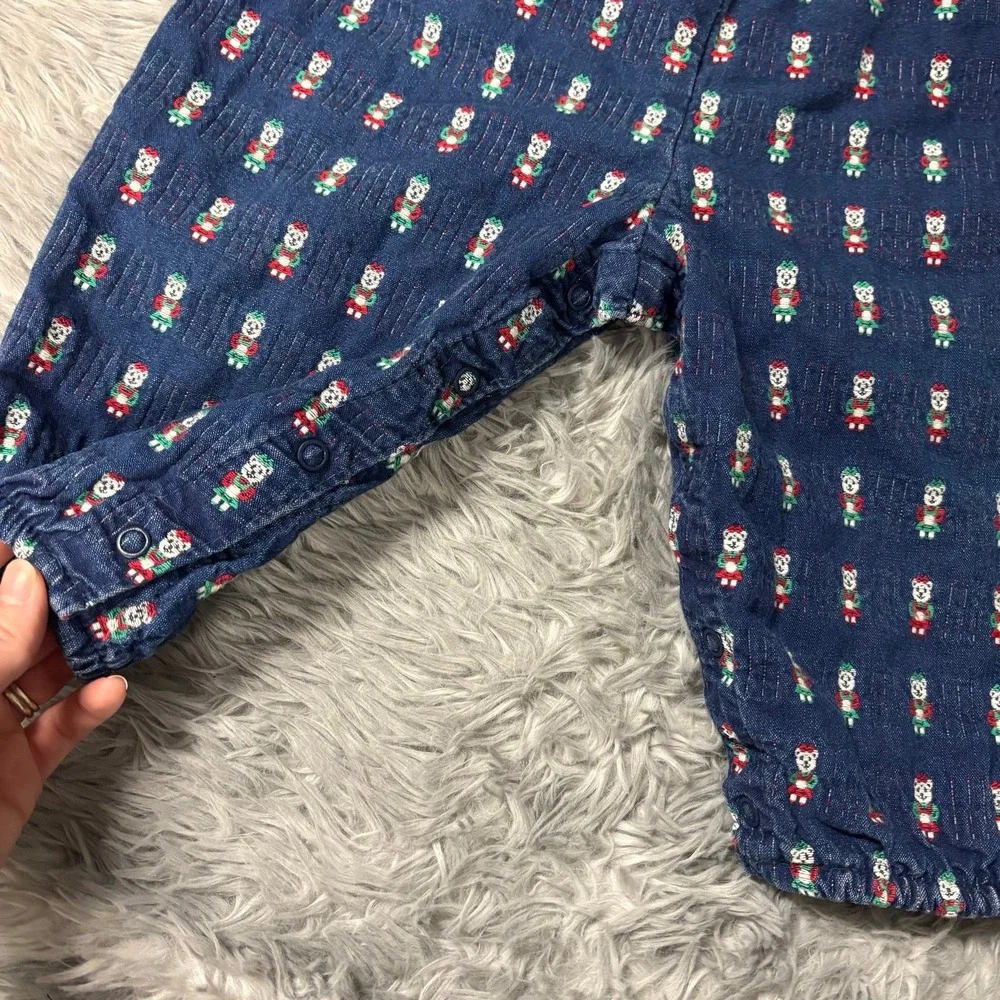 Vintage 1990's Oshkosh B'Gosh Christmas Bear Themed Overalls Toddler Girls 2T